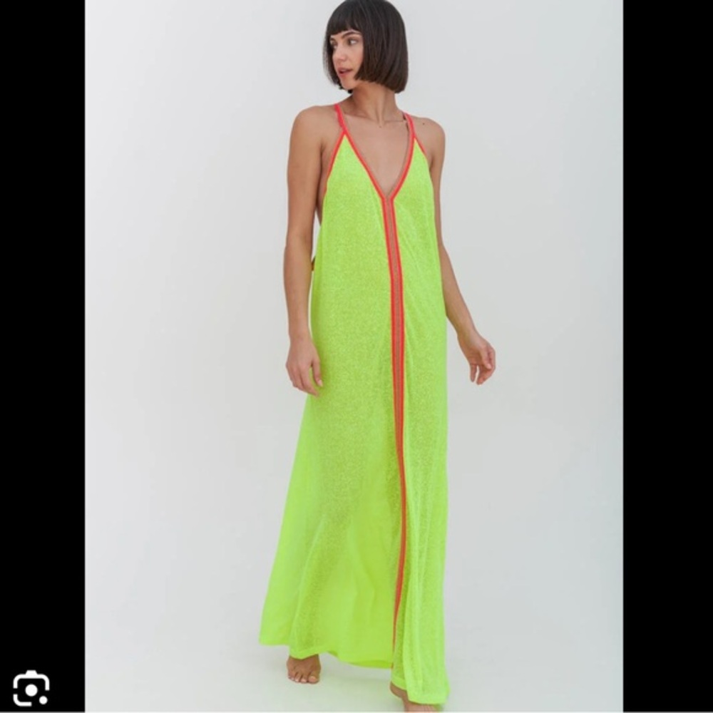 Pitusa Inca Lime Green Burnout Maxi Sundress